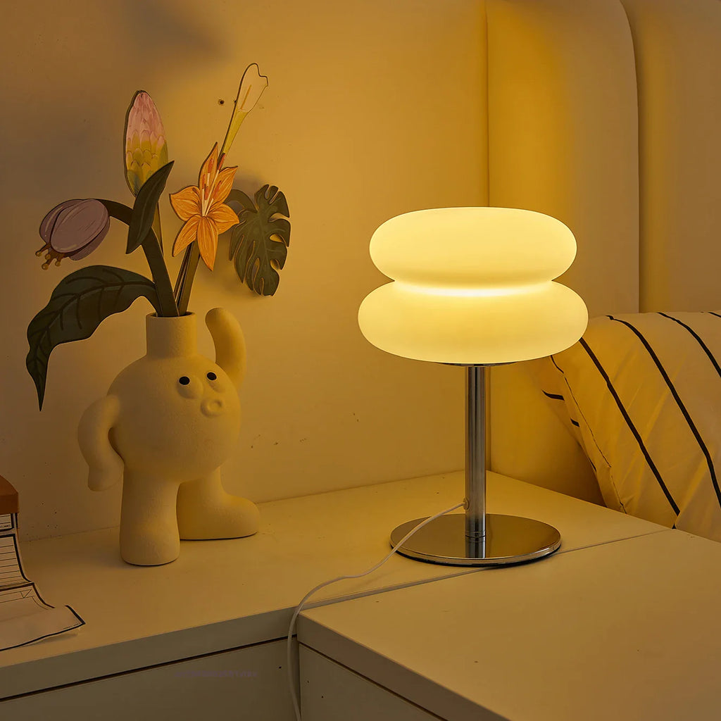 Lumorelle - Atmospheric Bed Lamp in Cream Color with USB and Adjustable Lighting