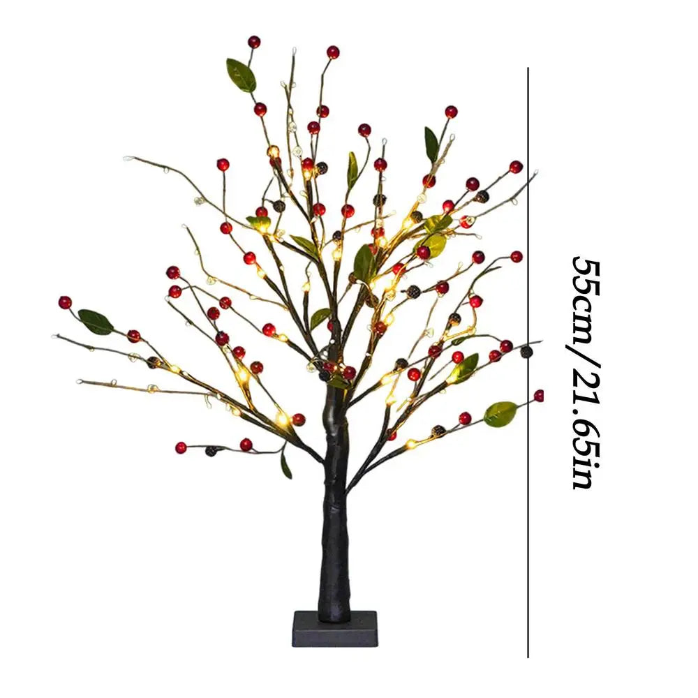 Briella – Illuminated Christmas Tree with Red Berries for Table Decoration