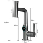 Celandra - Washbasin tap with Waterfall stream Temperature display and Adjustable sprayer