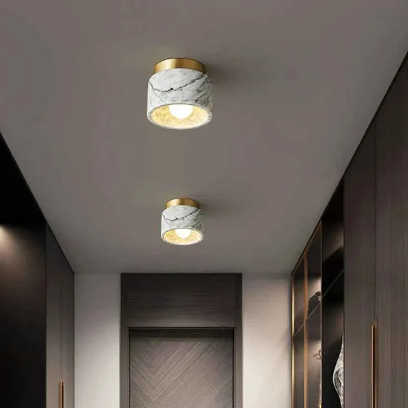 Bello Ceiling Light | Genuine Marble & Brushed Metal Finish