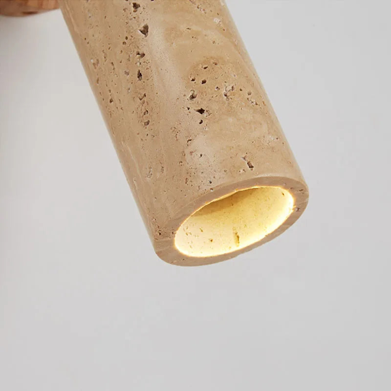 Bento Wall Lamp | Wabi-Sabi Travertine & Wood Design
