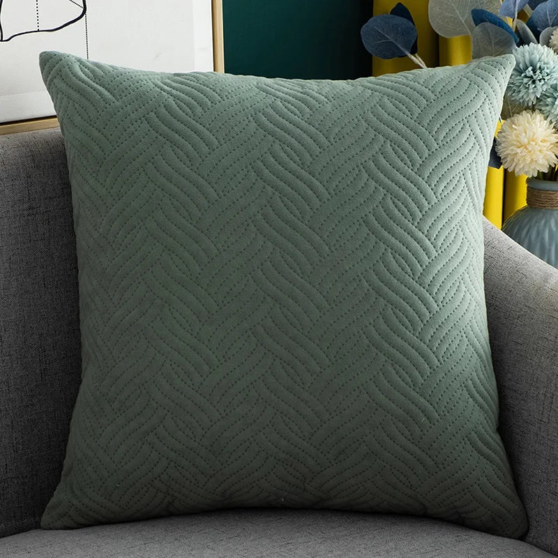 Cavira - Velvet Decorative Pillow Cover with Embroidered Pattern