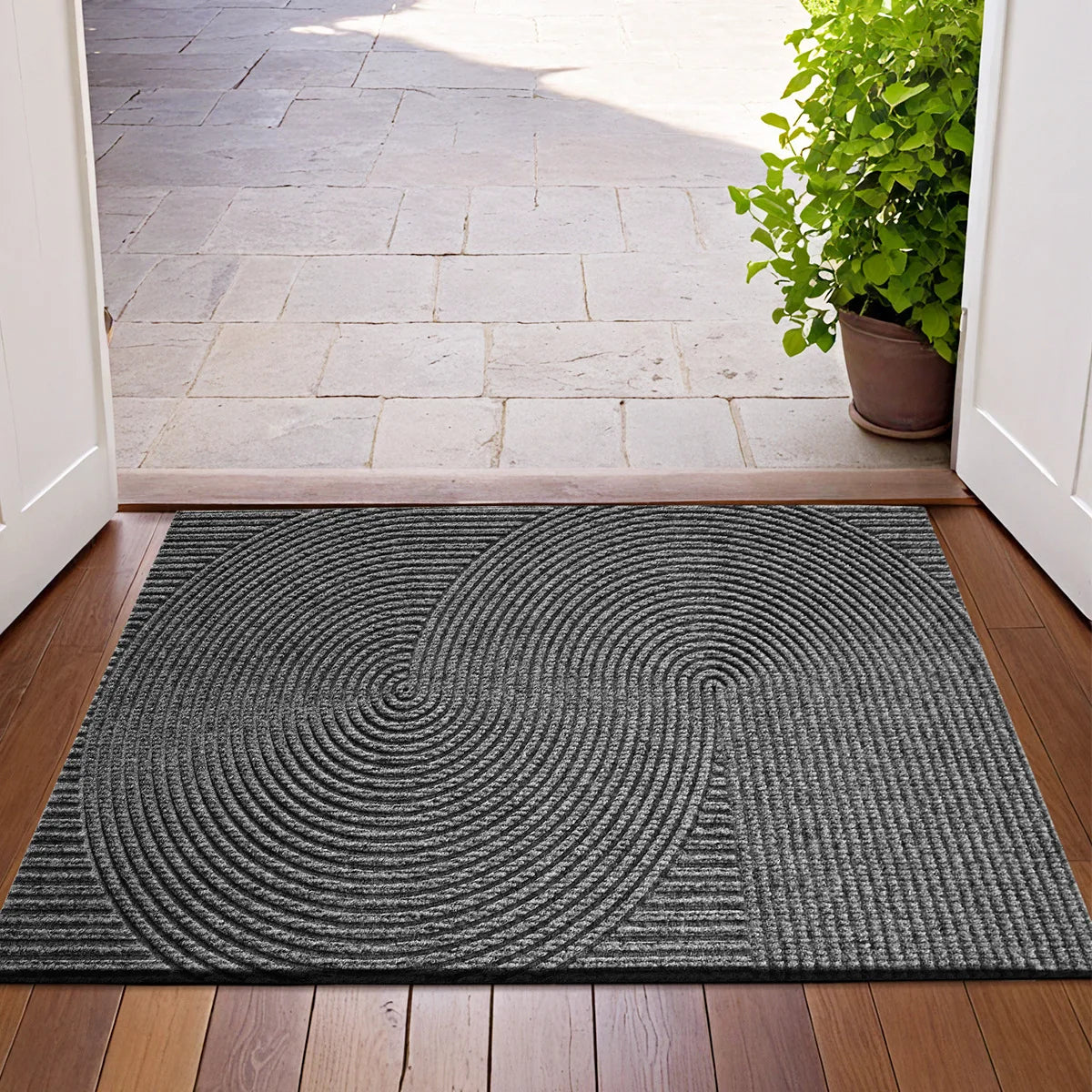 Nivara - 3D Grooved Door Mat of Durable Polyester with Non-Slip for Indoor and Outdoor Use