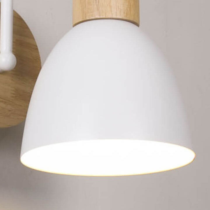 ScandiSchalten: Modern LED Wall Light 1-Bulb with Wood Details & Pull Switch – Ideal for Living Room & Reading Nook