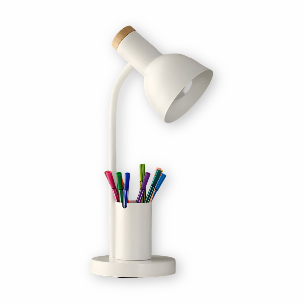 ScandiShine: LED Desk Lamp with Stylish Pen Holder – Table Lamp for Office & Living Room