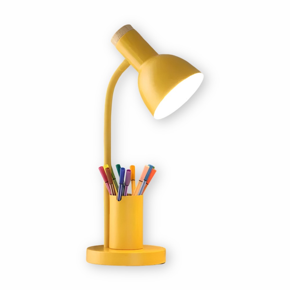 ScandiShine: LED Desk Lamp with Stylish Pen Holder – Table Lamp for Office & Living Room