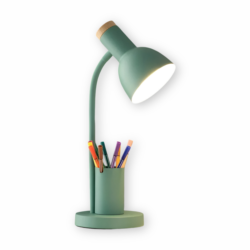 ScandiShine: LED Desk Lamp with Stylish Pen Holder – Table Lamp for Office & Living Room