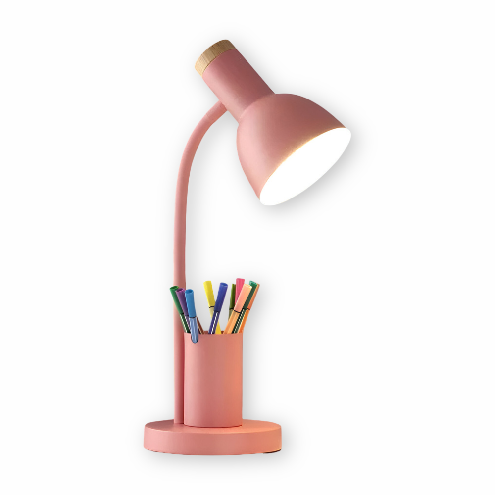 ScandiShine: LED Desk Lamp with Stylish Pen Holder – Table Lamp for Office & Living Room