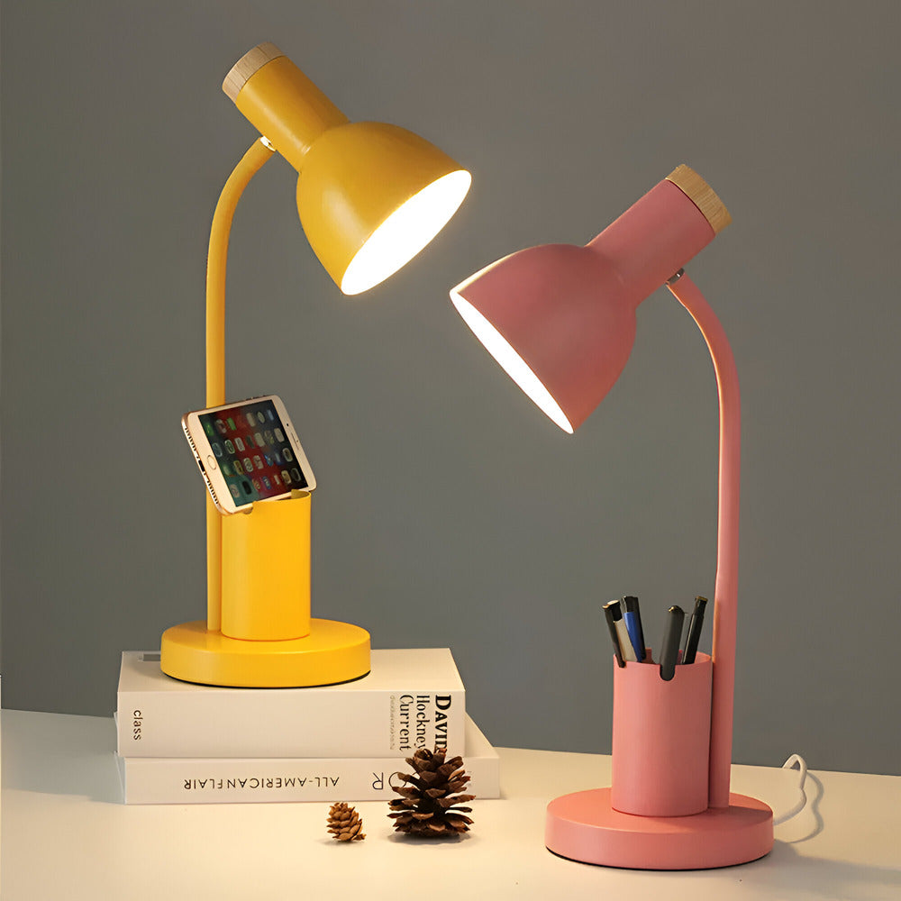 ScandiShine: LED Desk Lamp with Stylish Pen Holder – Table Lamp for Office & Living Room