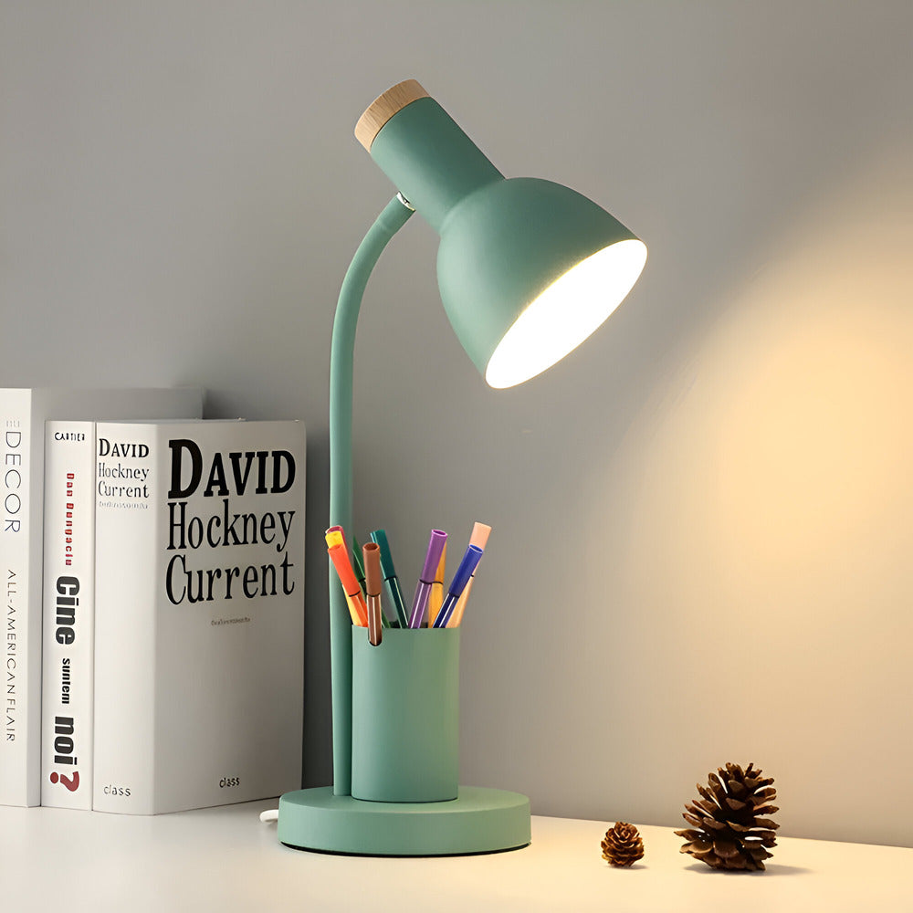 ScandiShine: LED Desk Lamp with Stylish Pen Holder – Table Lamp for Office & Living Room