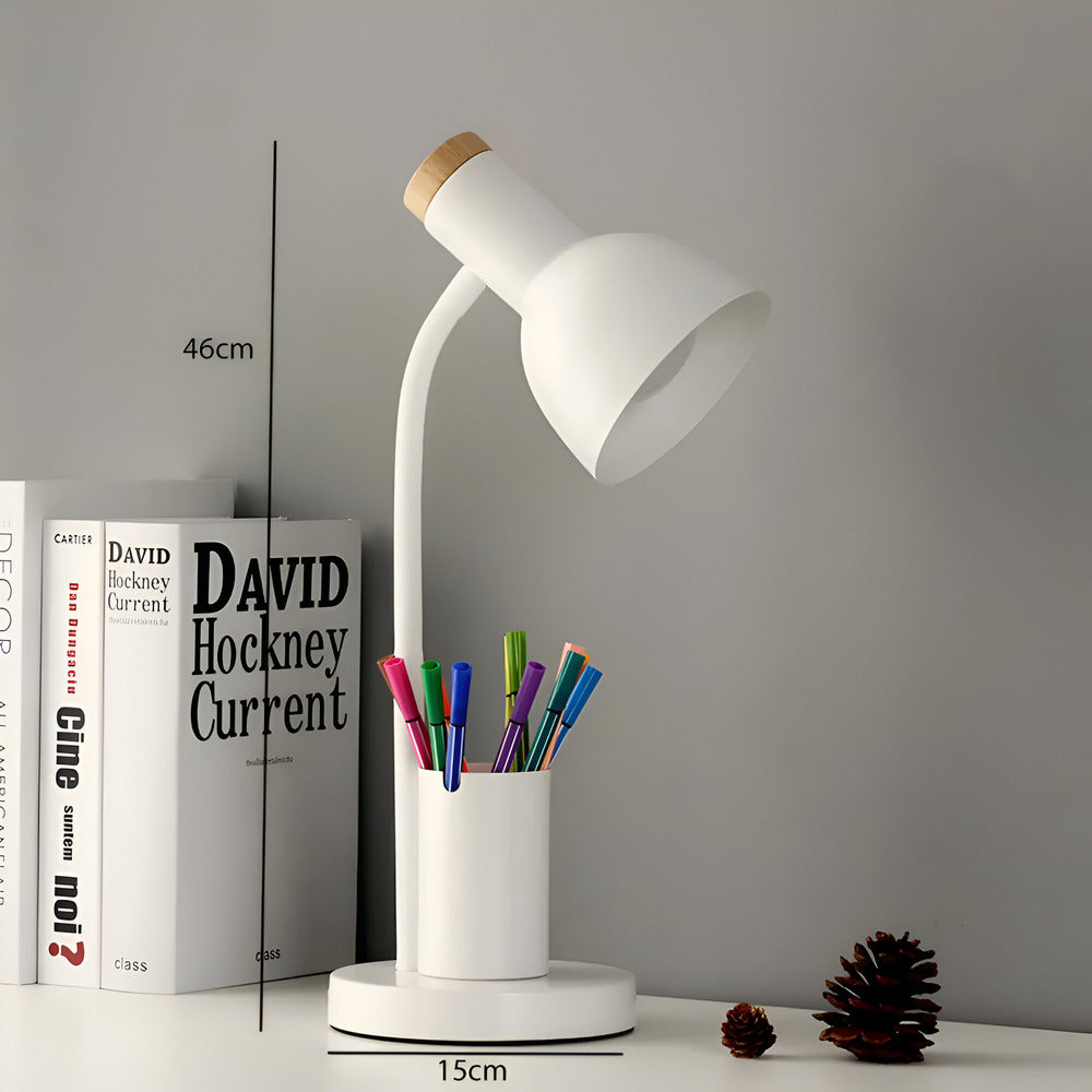 ScandiShine: LED Desk Lamp with Stylish Pen Holder – Table Lamp for Office & Living Room