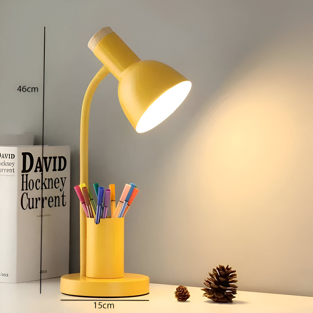 ScandiShine: LED Desk Lamp with Stylish Pen Holder – Table Lamp for Office & Living Room