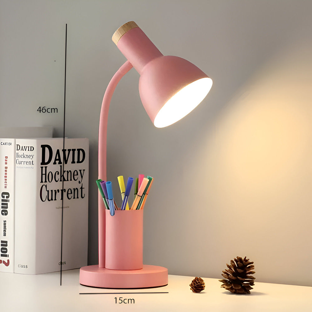 ScandiShine: LED Desk Lamp with Stylish Pen Holder – Table Lamp for Office & Living Room