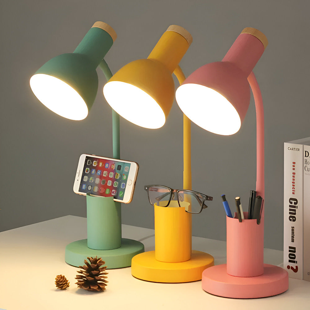 ScandiShine: LED Desk Lamp with Stylish Pen Holder – Table Lamp for Office & Living Room