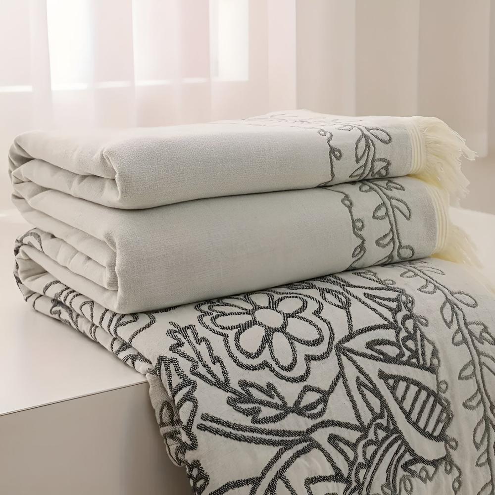 ScandiLoom: Reversible Cotton Blanket with Jacquard Pattern & Modern Texture – for Bedrooms & Living Rooms