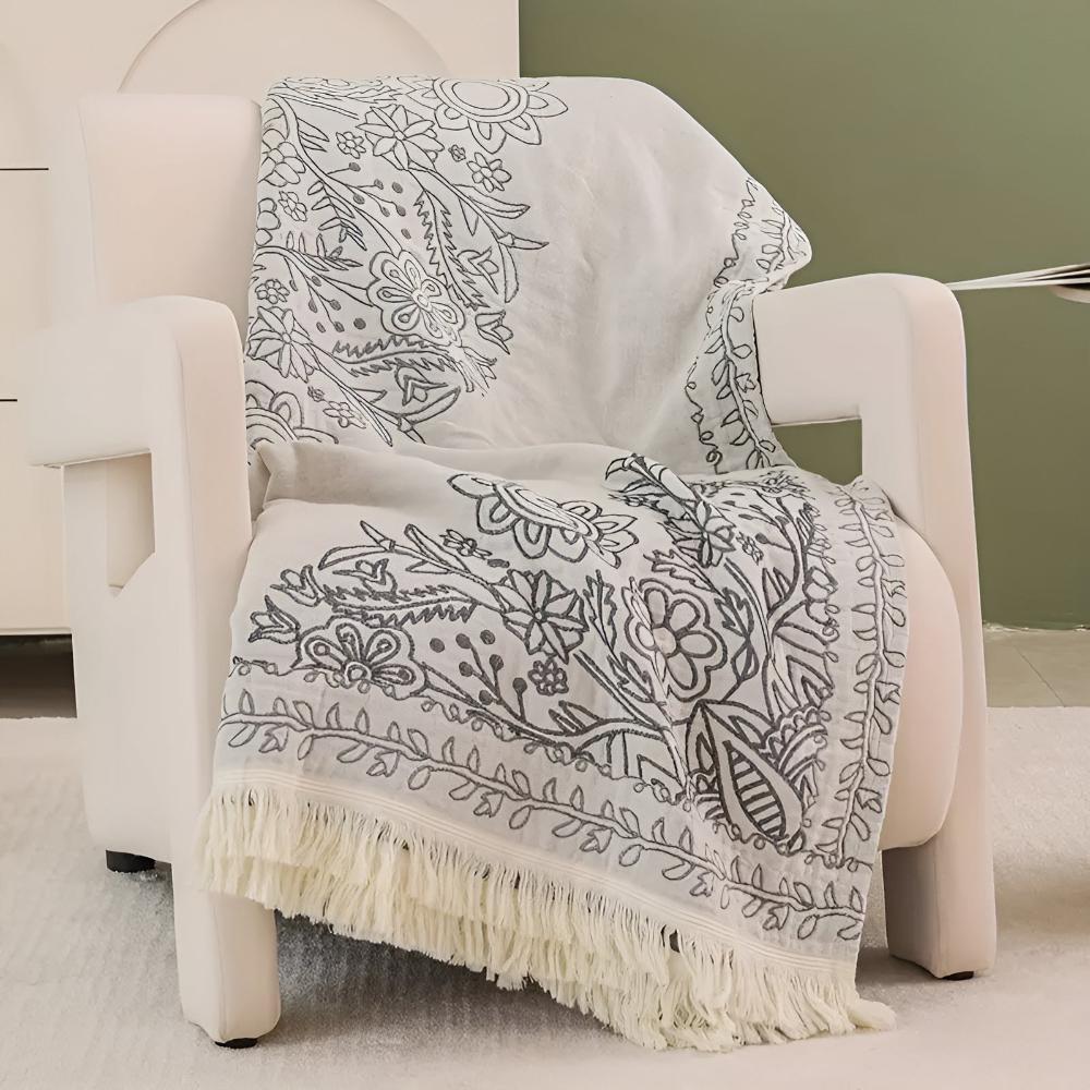 ScandiLoom: Reversible Cotton Blanket with Jacquard Pattern & Modern Texture – for Bedrooms & Living Rooms