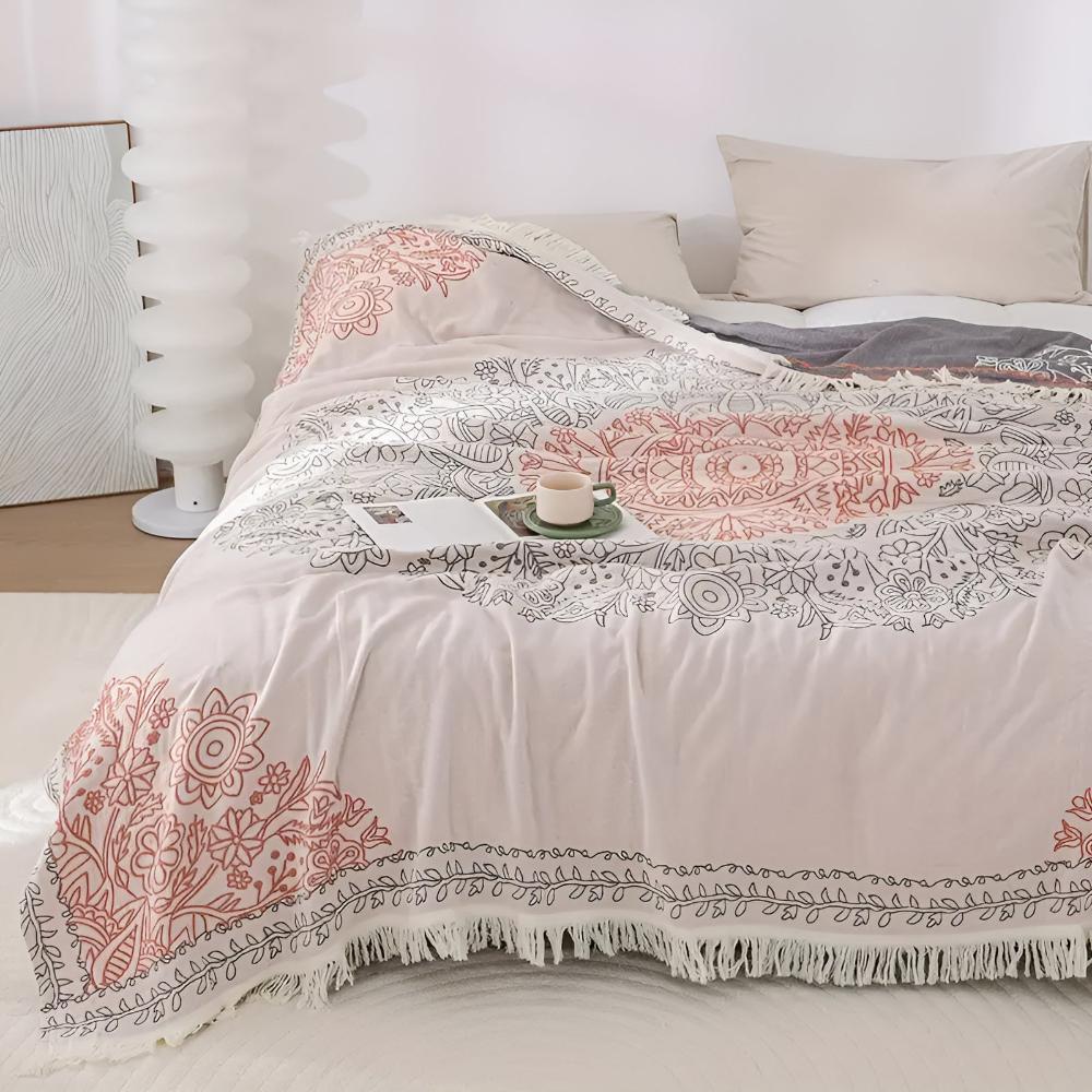 ScandiLoom: Reversible Cotton Blanket with Jacquard Pattern & Modern Texture – for Bedrooms & Living Rooms