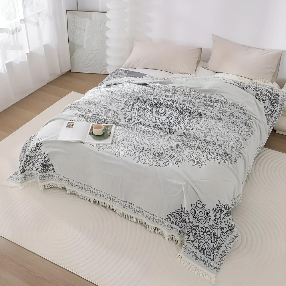ScandiLoom: Reversible Cotton Blanket with Jacquard Pattern & Modern Texture – for Bedrooms & Living Rooms