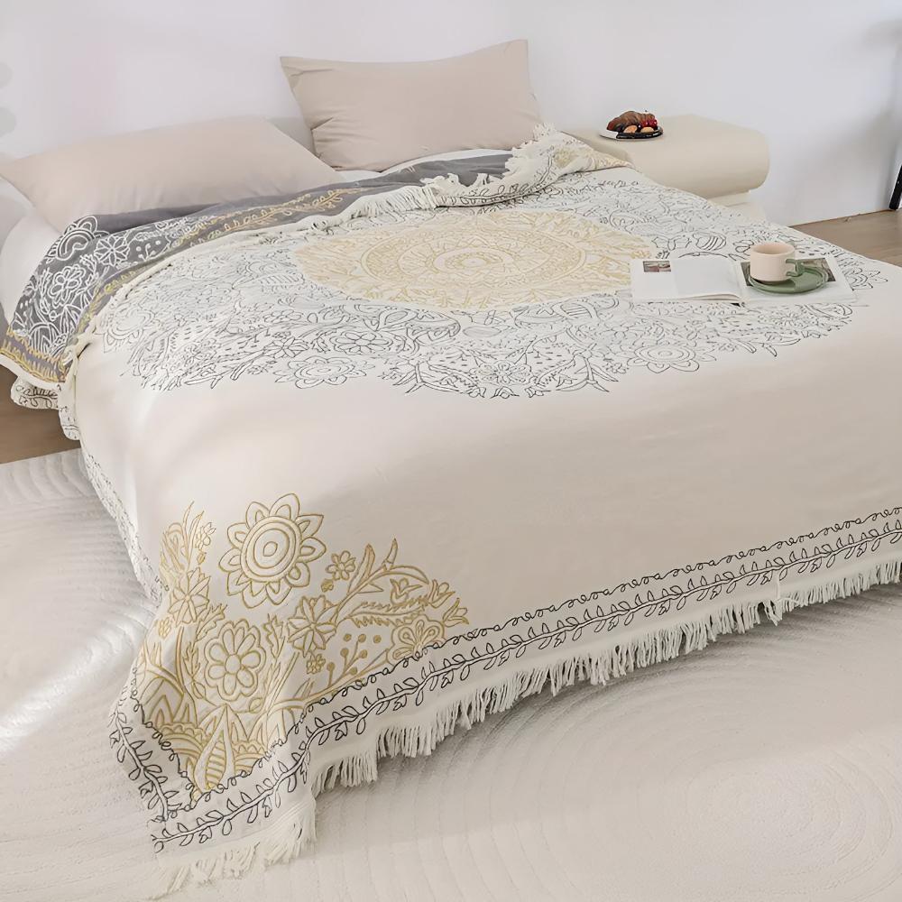 ScandiLoom: Reversible Cotton Blanket with Jacquard Pattern & Modern Texture – for Bedrooms & Living Rooms