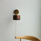 Scandinavian Brass Wood Wall Sconce Lamp 1-Light
