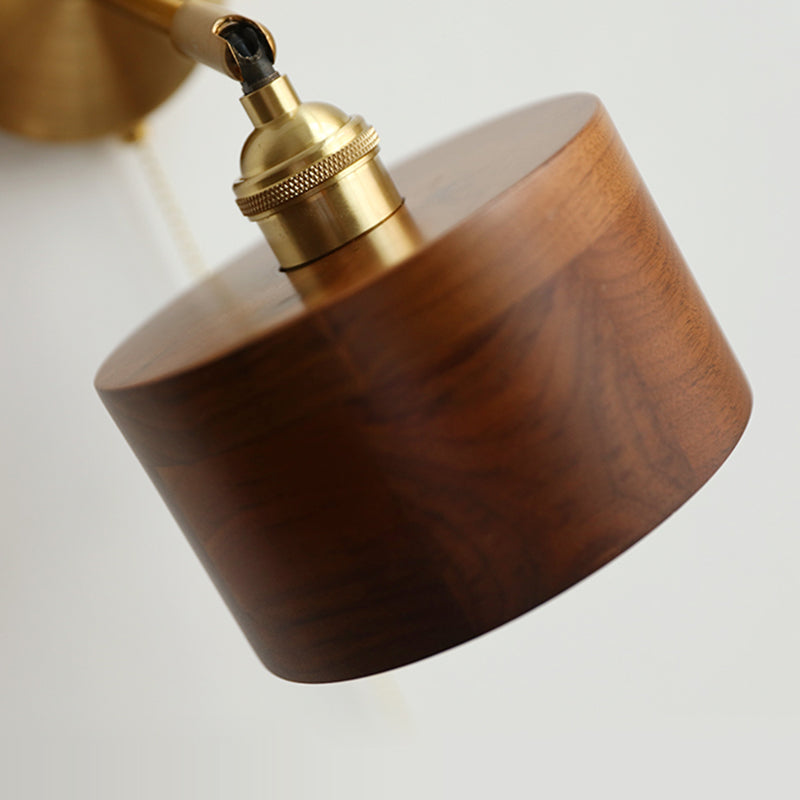 Scandinavian Brass Wood Wall Sconce Lamp 1-Light