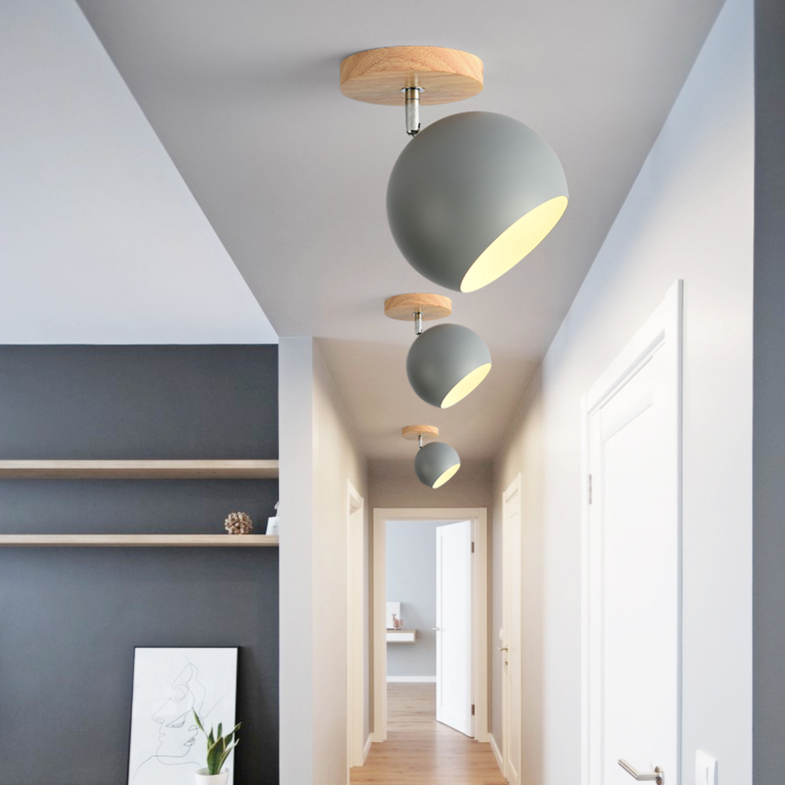 Scandinavian Ceiling Light with Adjustable E27 Socket