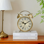 Alarm Clock Metal Twin Bell Analog Luminous Hands Scandinavian Vintage Design