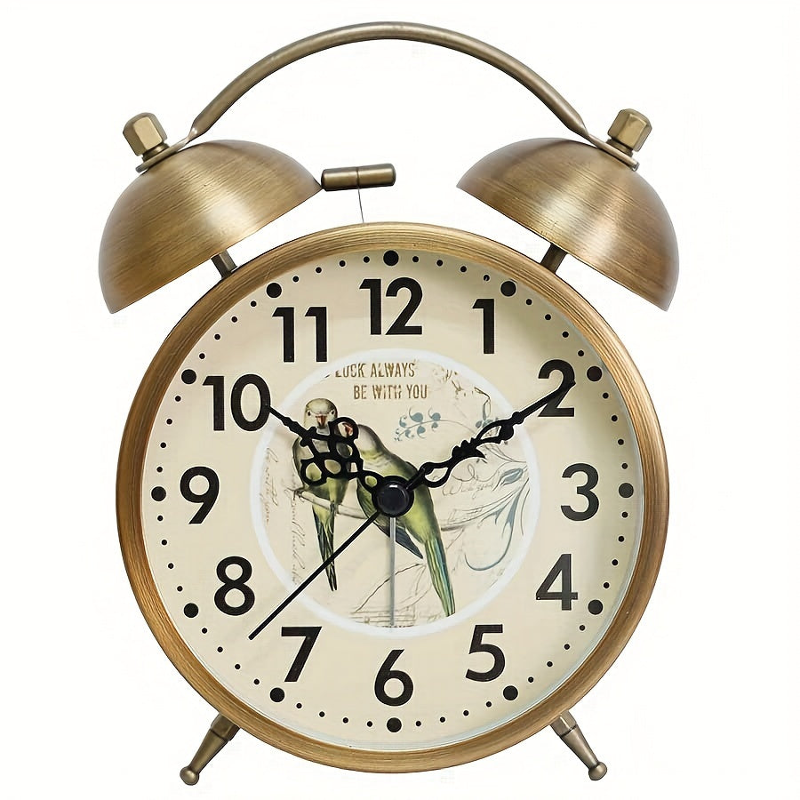 Alarm Clock Metal Twin Bell Analog Luminous Hands Scandinavian Vintage Design