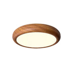 Wood-Grain Round LED Flush Ceiling Lamp