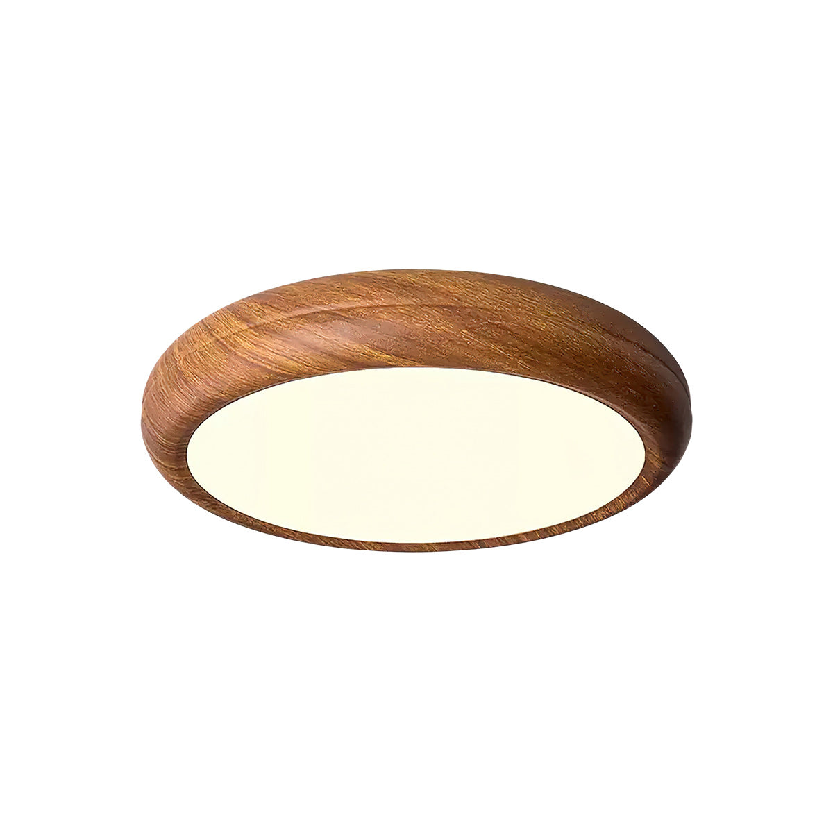 Wood-Grain Round LED Flush Ceiling Lamp
