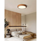 Wood-Grain Round LED Flush Ceiling Lamp