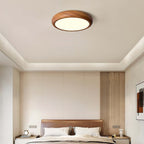 Wood-Grain Round LED Flush Ceiling Lamp