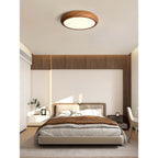 Wood-Grain Round LED Flush Ceiling Lamp