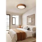 Wood-Grain Round LED Flush Ceiling Lamp