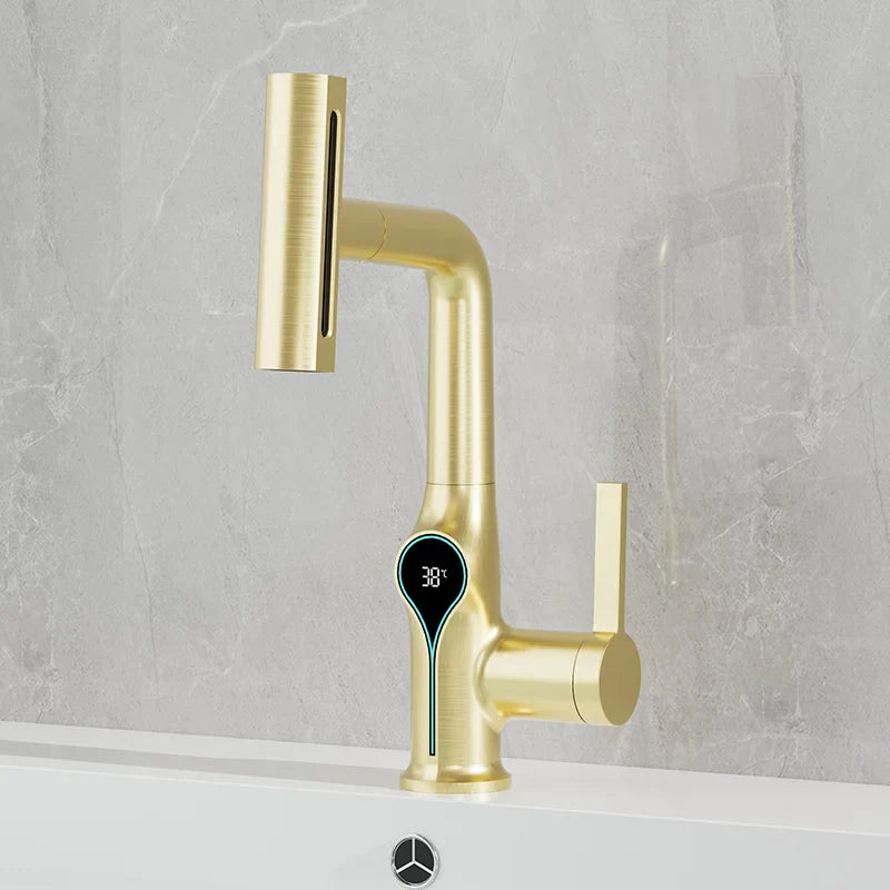 Celandra - Washbasin tap with Waterfall stream Temperature display and Adjustable sprayer