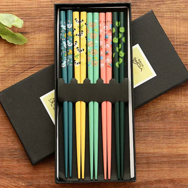 Bento Bamboe Eetstokjes Set | 5 Paar, Herbruikbaar met Geschenkdoos