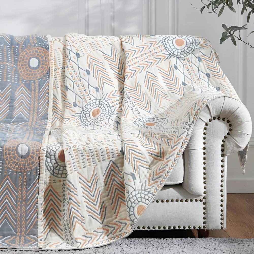 Chic Loom: Reversible Cotton Blanket with Elegant Texture and Soft Feel – for Sofa and Bedroom