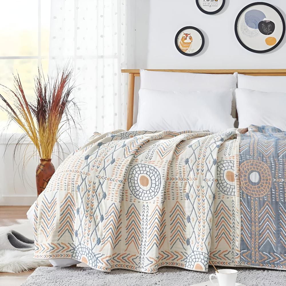 Chic Loom: Reversible Cotton Blanket with Elegant Texture and Soft Feel – for Sofa and Bedroom