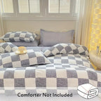 SchlossTraum: Checkered Duvet Cover Set – Modern, Breathable & Decorative with Black-Cream Pattern for Bedroom