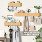 KeyWood: Wall-Mounted Coat Rack – Modern Wooden Shelf with Hooks, Space-Saving & Decorative for Hallway & Bedroom