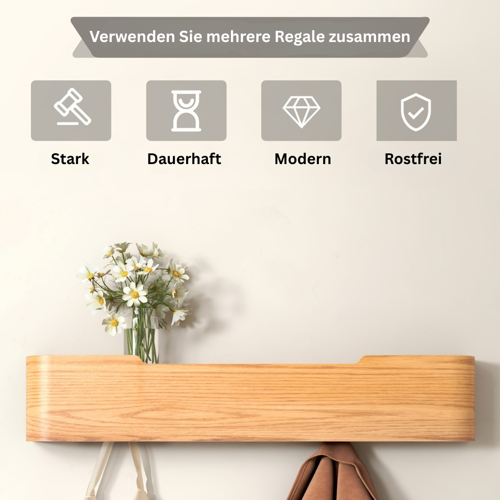 KeyWood: Wall-Mounted Coat Rack – Modern Wooden Shelf with Hooks, Space-Saving & Decorative for Hallway & Bedroom