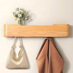 KeyWood: Wall-Mounted Coat Rack – Modern Wooden Shelf with Hooks, Space-Saving & Decorative for Hallway & Bedroom
