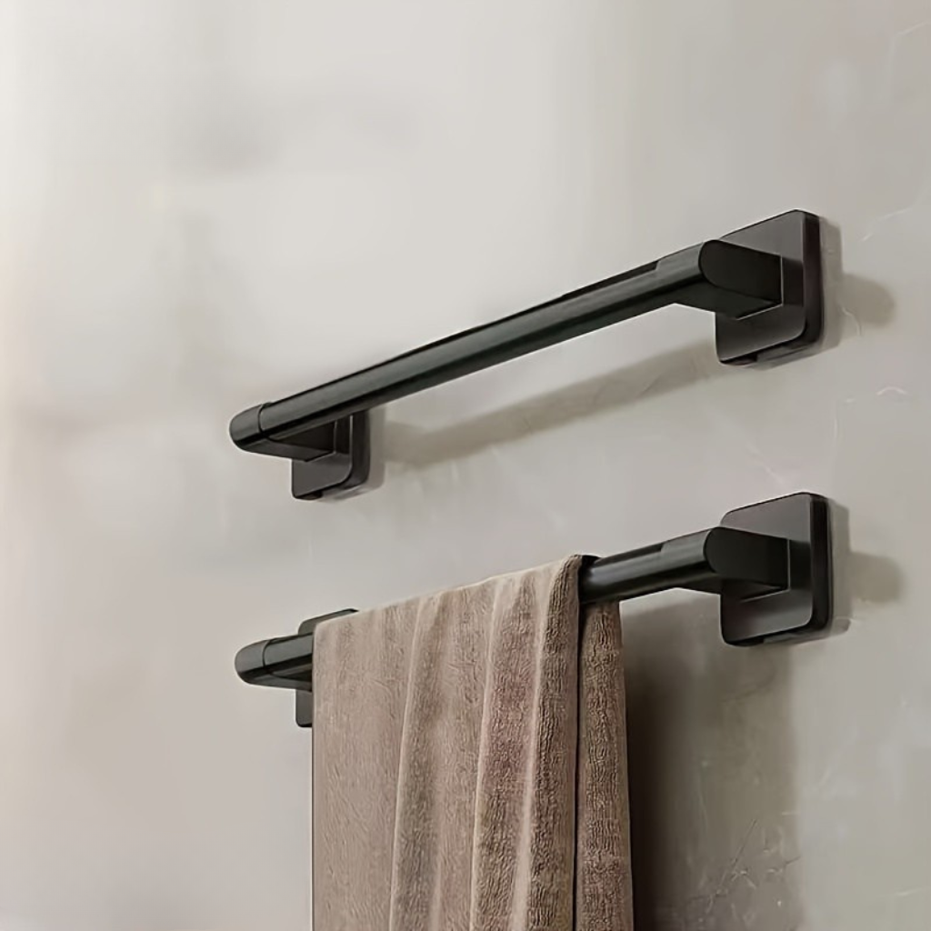 HeavyGrip: Wall Shelves for Bathroom – Durable Carbon Steel Shelf, Floating & Highly Load-Bearing Without Drilling for Bathroom Organization