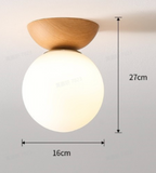Nordic Wood Glass Globe 1-Light Ceiling Light