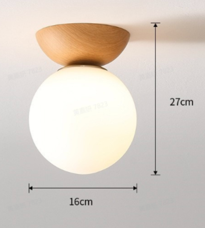 Nordic Wood Glass Globe 1-Light Ceiling Light