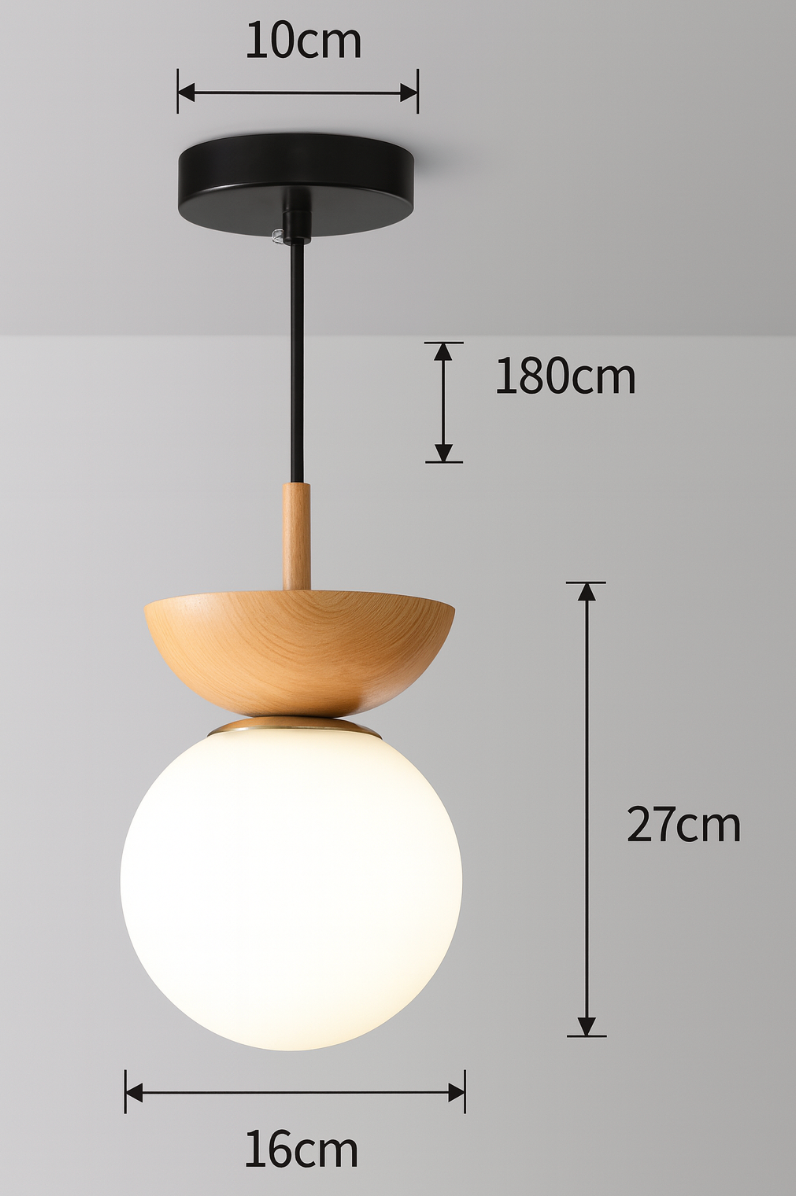 Nordic Wood Glass Globe 1-Light Ceiling Light