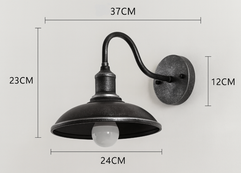 Vintage Industrial Iron Bowl Outdoor Wall Light LED 1-Light