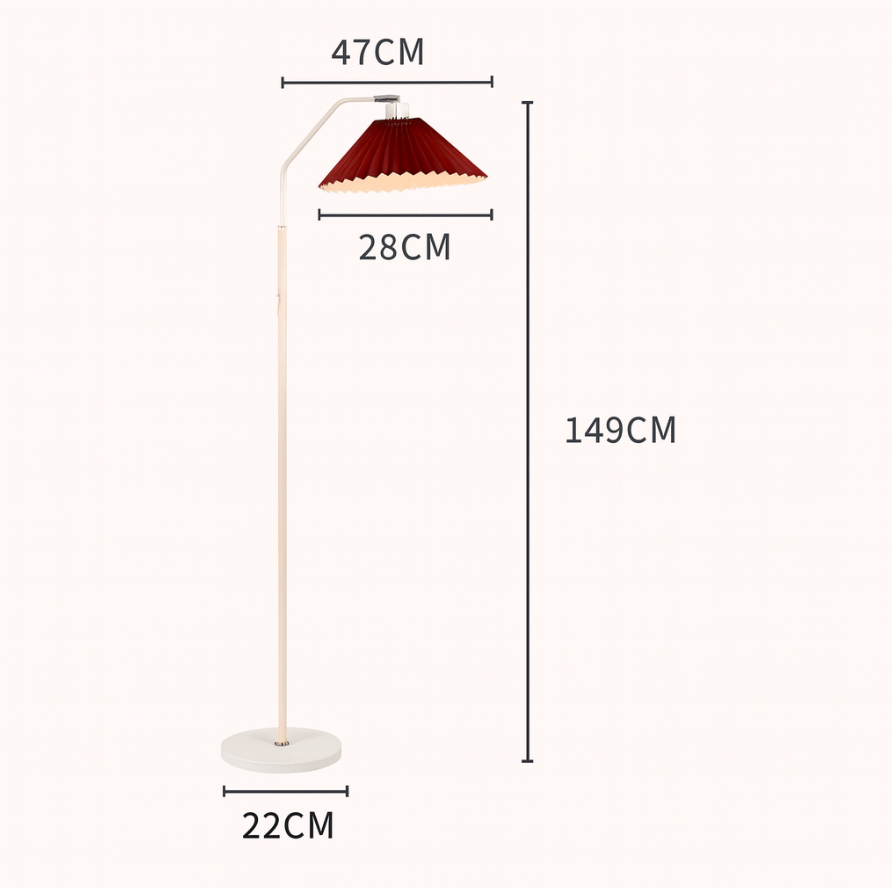 Minimalist Pleated Fabric Shade LED Floor Lamp | 1-Light Standing