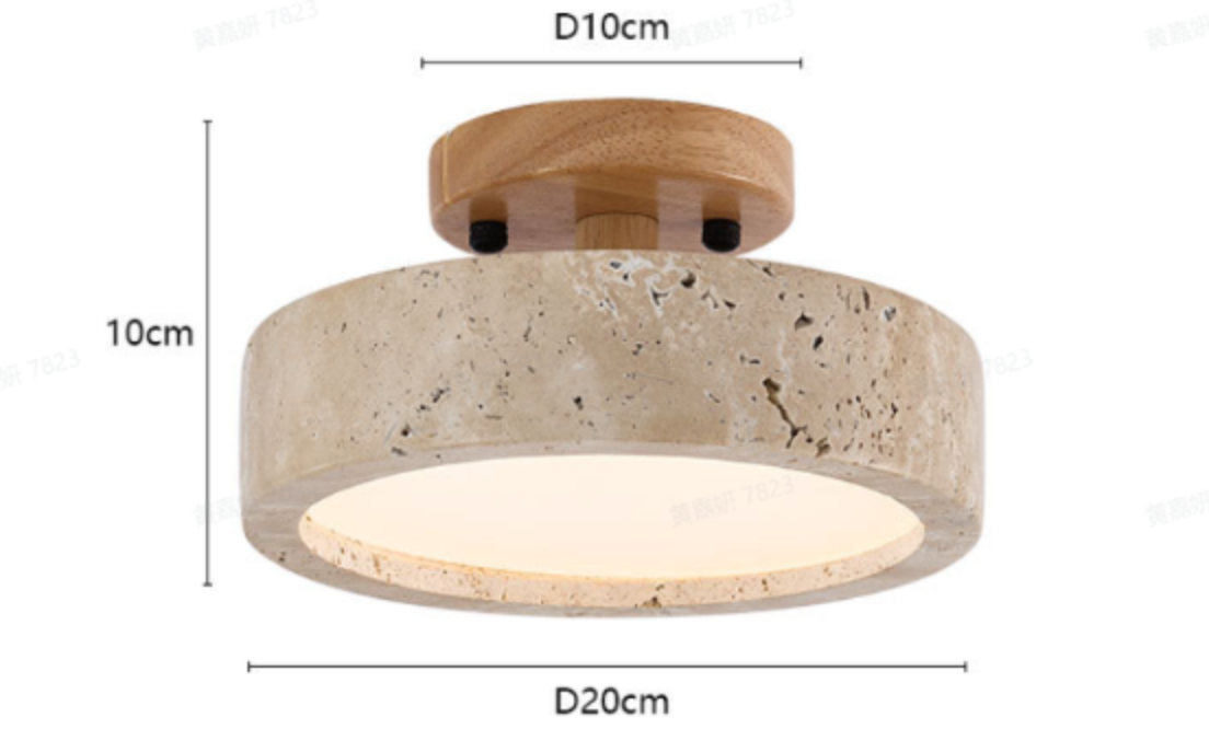 Modern Minimalist Travertine Round LED Ceiling Light 1-Light