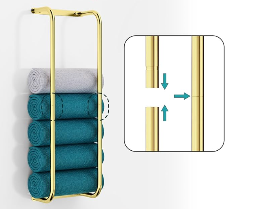 StilRaum: Towel Holder Bathroom – Elegant Wall Mount Made of Stainless Steel, Stable & Decorative for Small Bathrooms